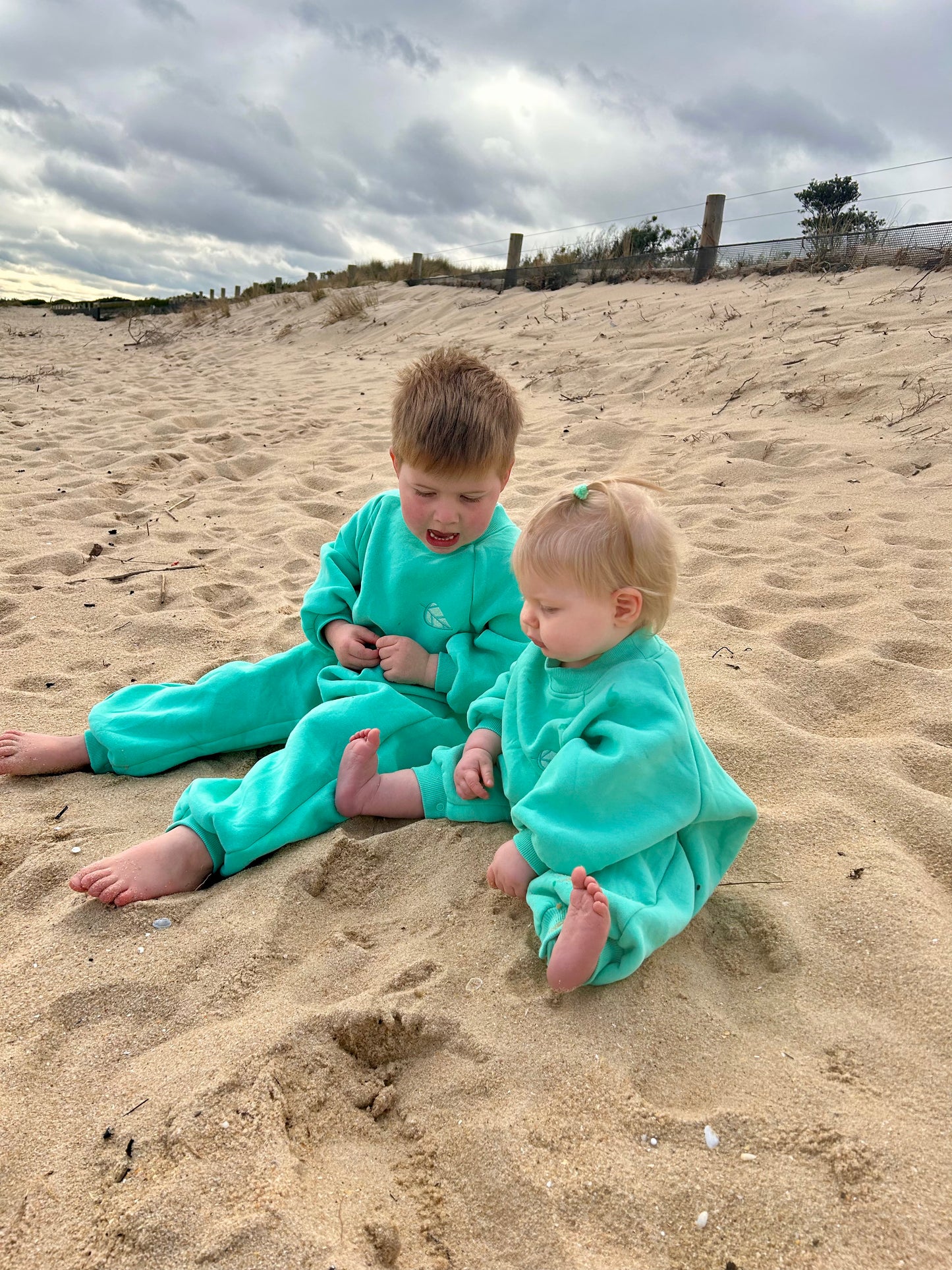 Oversized Fleece Romper - Turquoise