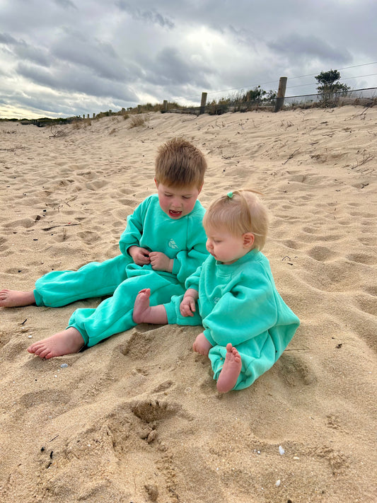 Oversized Fleece Romper - Turquoise