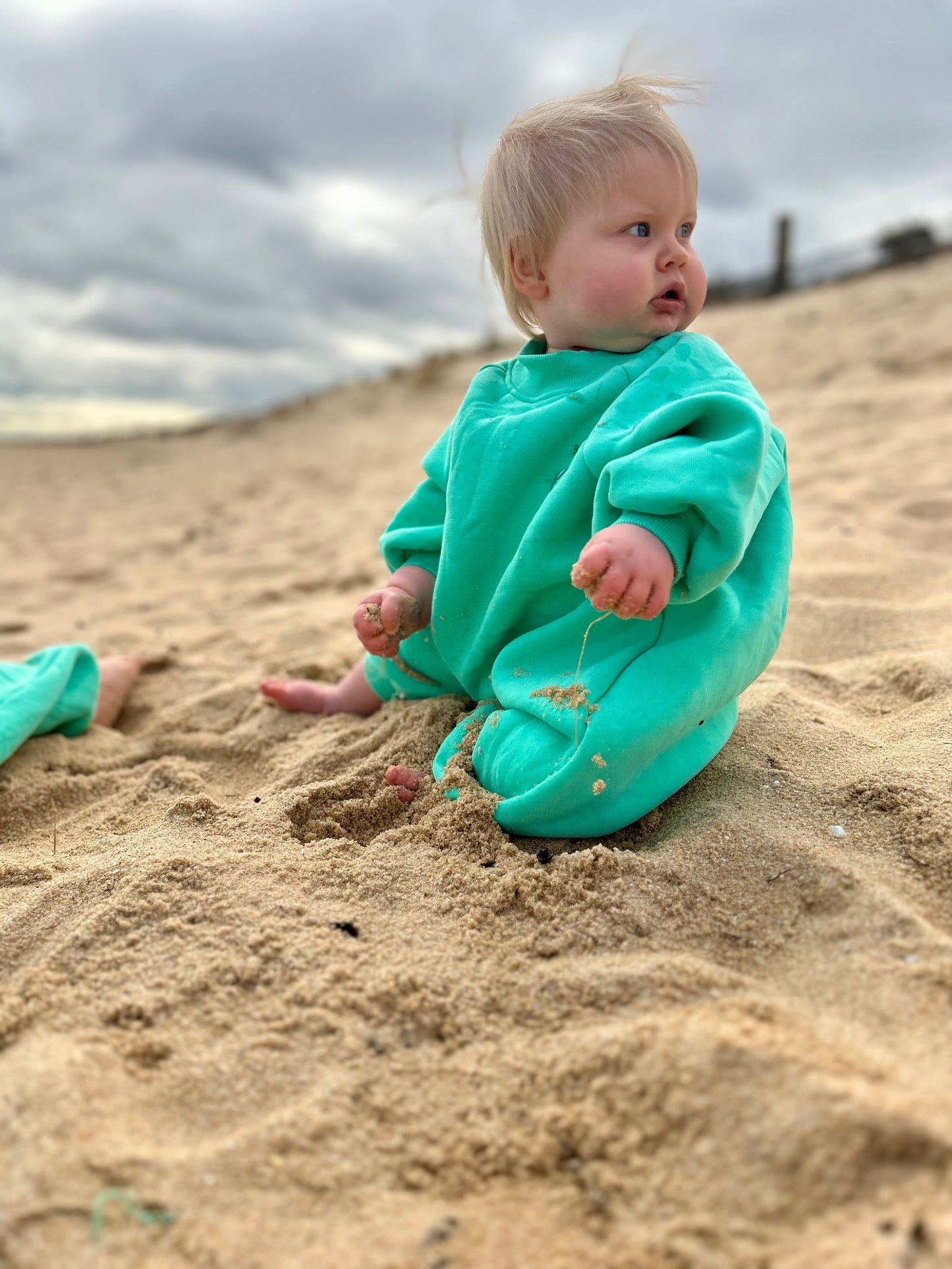 Oversized Fleece Romper - Turquoise