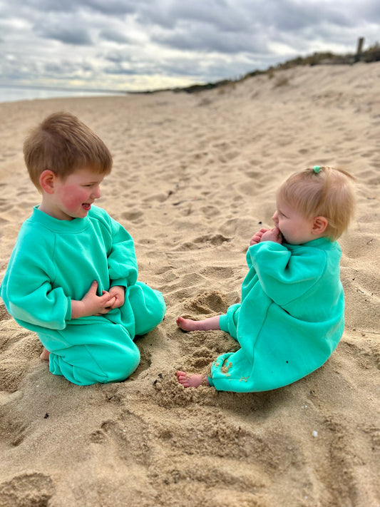 Oversized Fleece Romper - Turquoise